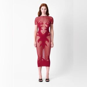 POSTER GIRL Red Mesh Maxi Dress